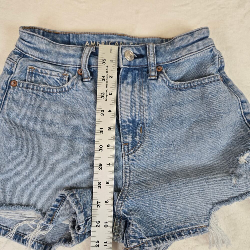 American Eagle 2 Piece Jeans Mom Shorts size 000 Distressed Womens 0690 - Picture 16 of 16